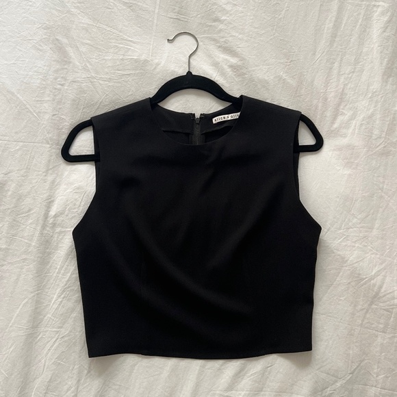 Alice + Olivia Black Sleeveless Top with Zipper - Picture 1 of 3